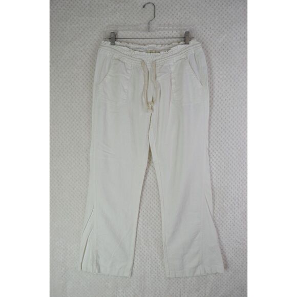 Roxy Oceanside Women's Medium White Linen Blend Beach Pants - Picture 1 of 16